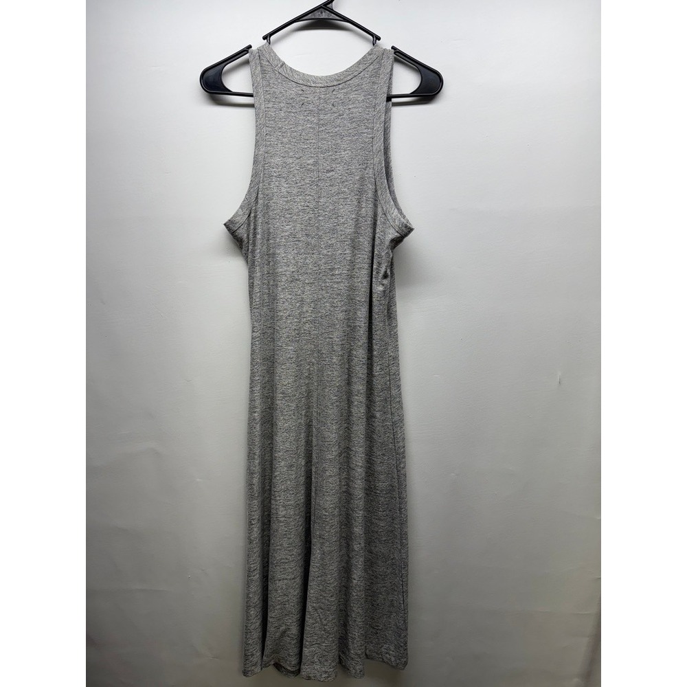 Lou & Grey Midi Dress Women M Gray Heathered Ribbed Knit Sleeveless Racerback - Picture 6 of 6